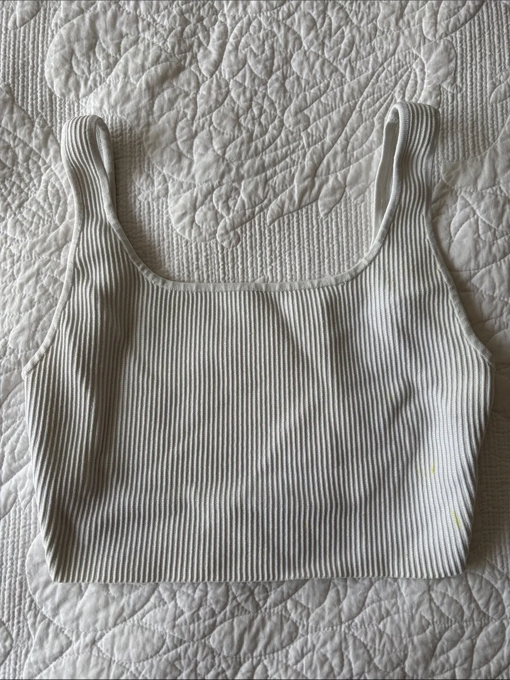 Babaton Ivory Ribbed Square-Neck Crop Top - Picture 1 of 3